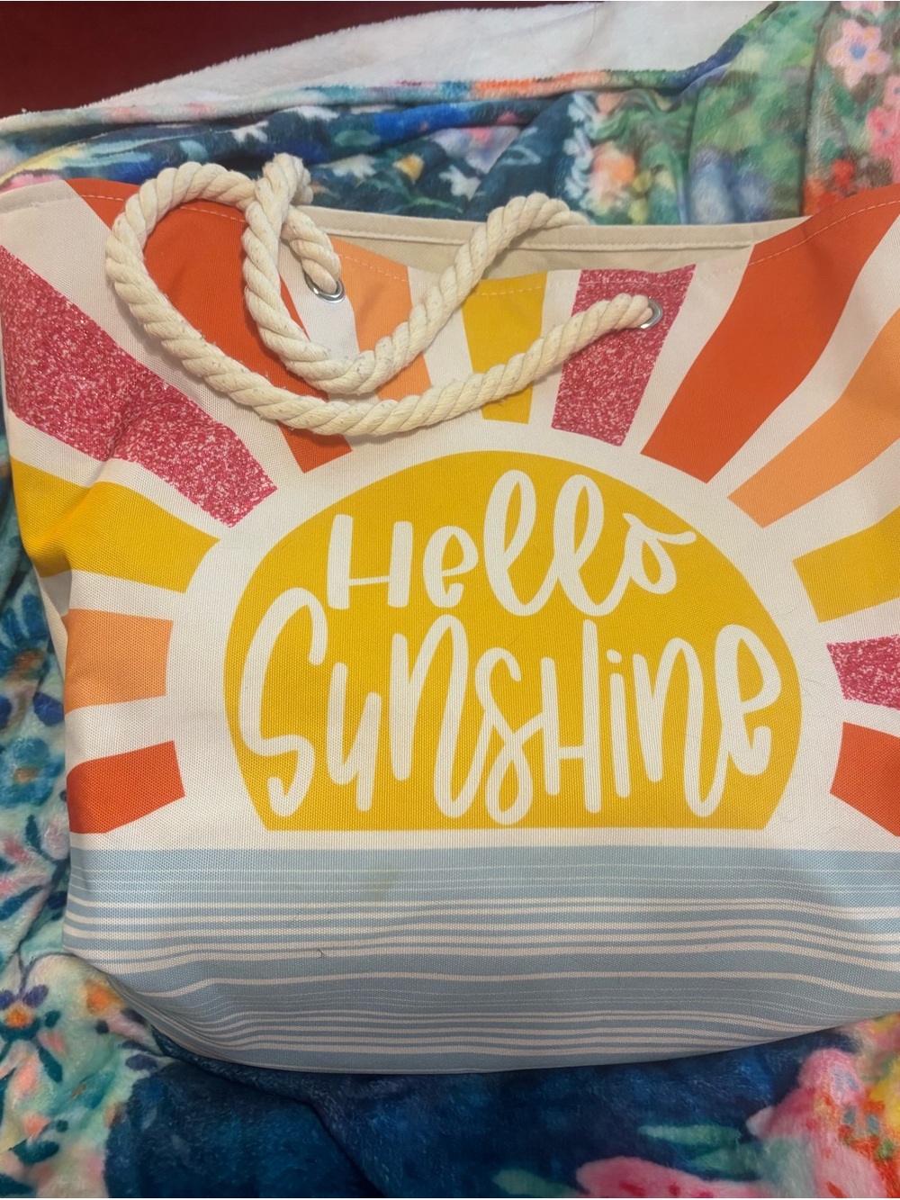 Hello Sunshine Canvas Tote Bag - Yellow & Orange Stripe
